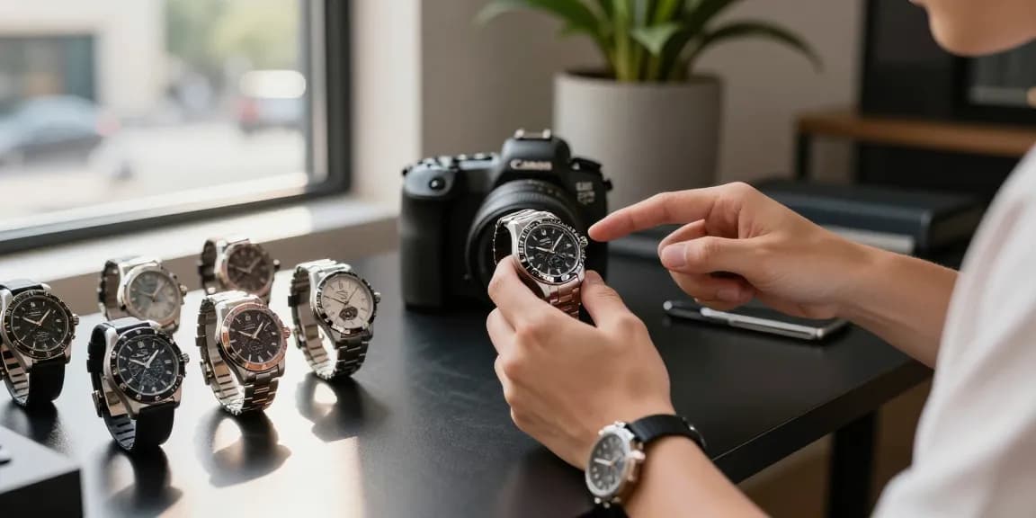 Examine premium clone watches in a stylish urban setting with intricate designs.