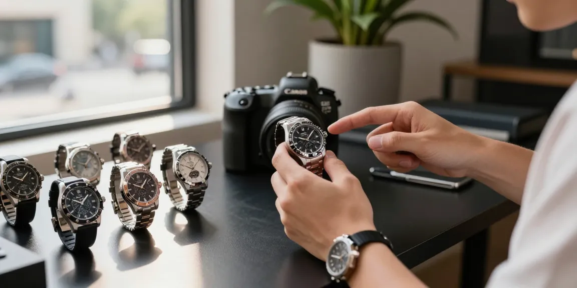 Examine premium clone watches in a stylish urban setting with intricate designs.