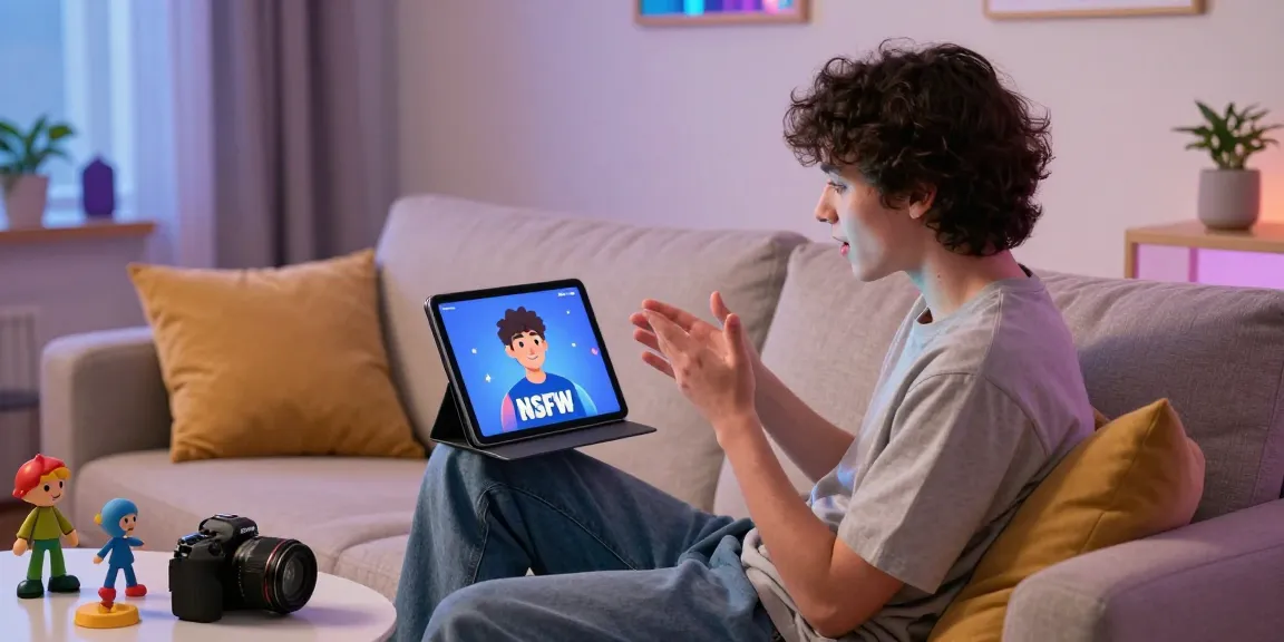 Engaging moment of NSFW AI chat conversation on a tablet screen.