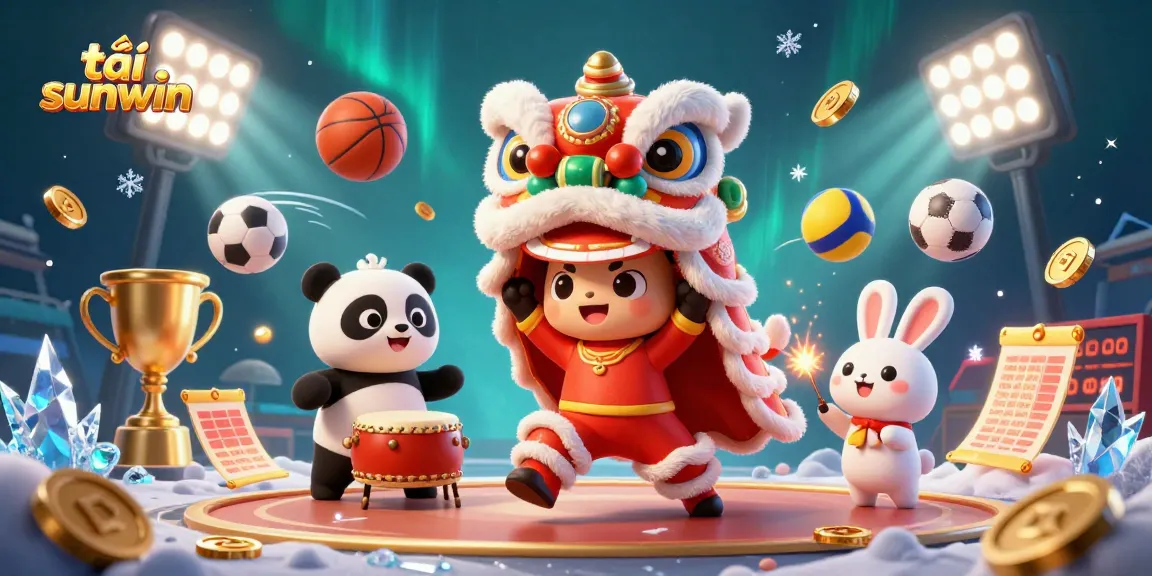 Experience the thrill of tải sunwin with a lively lion dance and sports elements in a festive atmosphere.