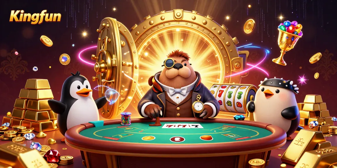 Kingfun players enjoy high-stakes action at an underwater casino table with vibrant motifs.
