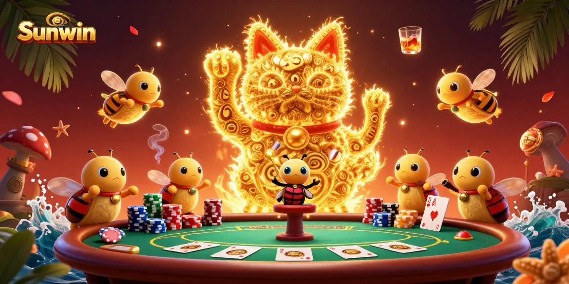 Engage with Sunwin's vibrant online casino experience through an artistic portrayal of lucky symbols.