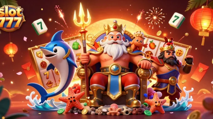 Engage with exciting slot 777 games featuring Neptune and vibrant casino elements.