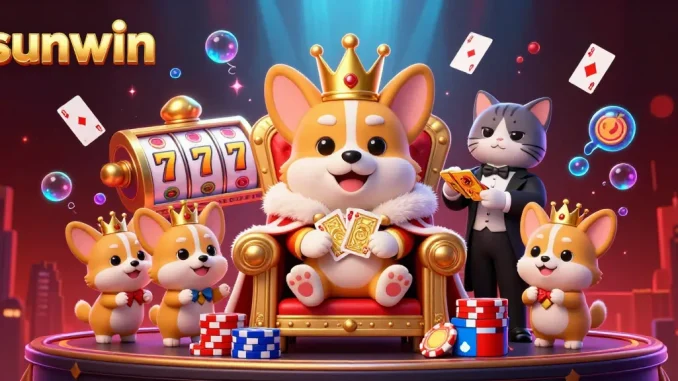 Experience winning strategies at Sunwin with our vibrant 3D illustration capturing a charming casino scene.