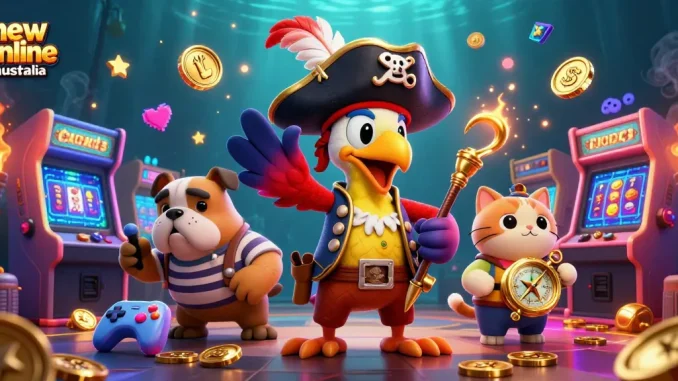 Experience thrilling action at a new online casino Australia with vibrant 3D gaming characters and elements.